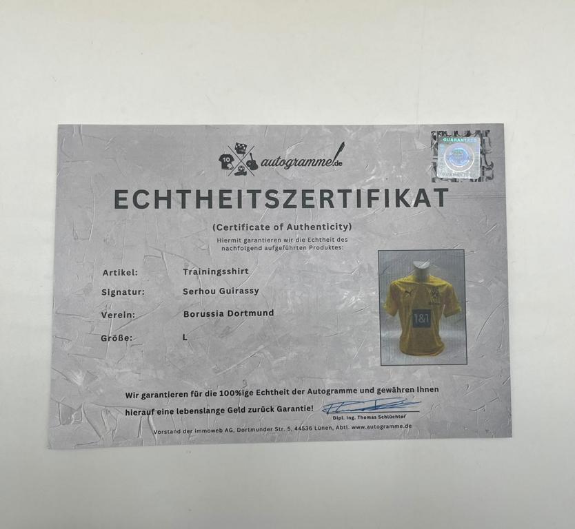 Borussia Dortmund Trainingsshirt Serhou Guirassy signiert Puma COA Autogramm L