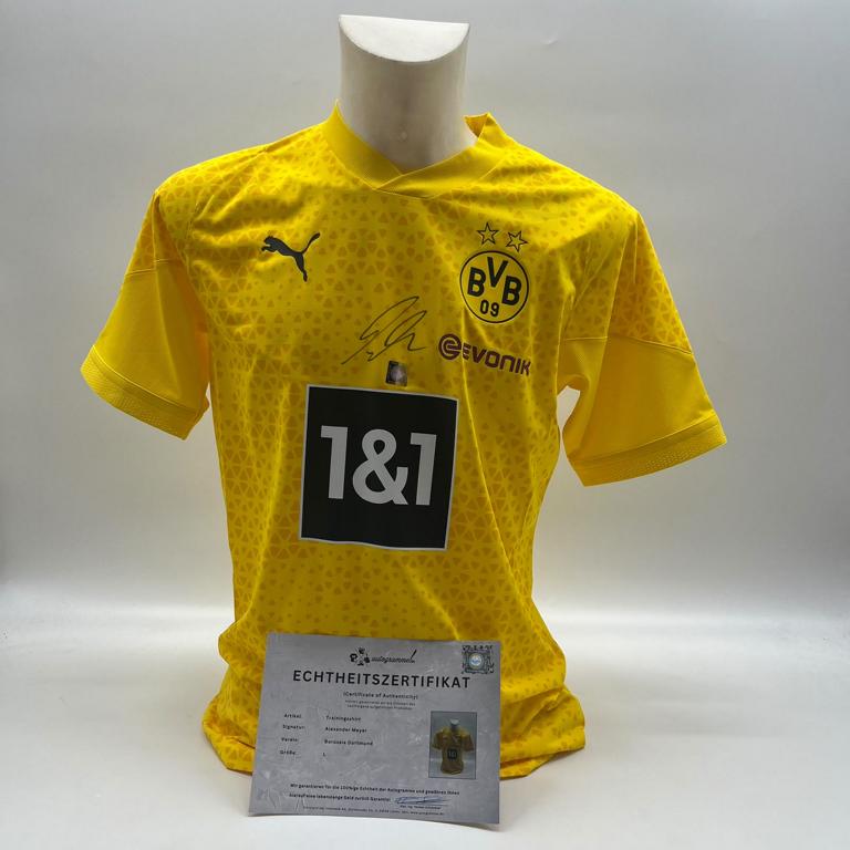 Borussia Dortmund Trainingsshirt Alexander Meyer signiert Puma COA Autogramm L