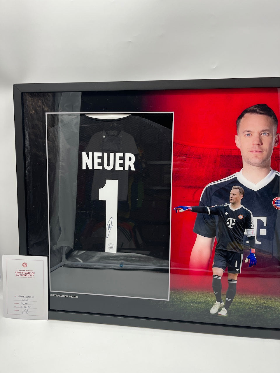 Bayern Munich jersey signed by Manuel Neuer, framed COA, new Adidas