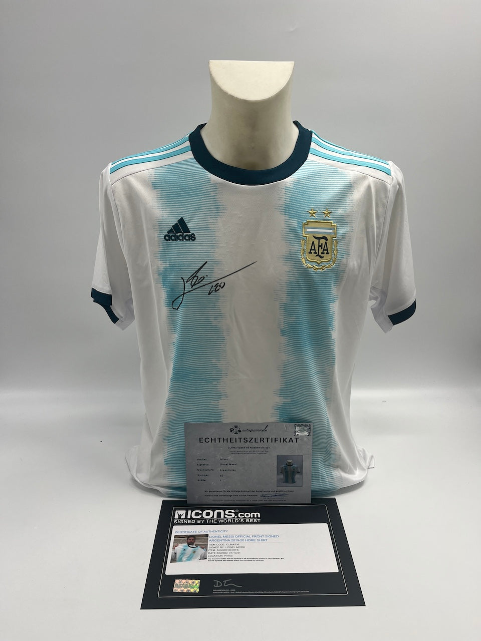 Argentinien Trikot Lionel Messi signiert Autogramm Adidas COA L