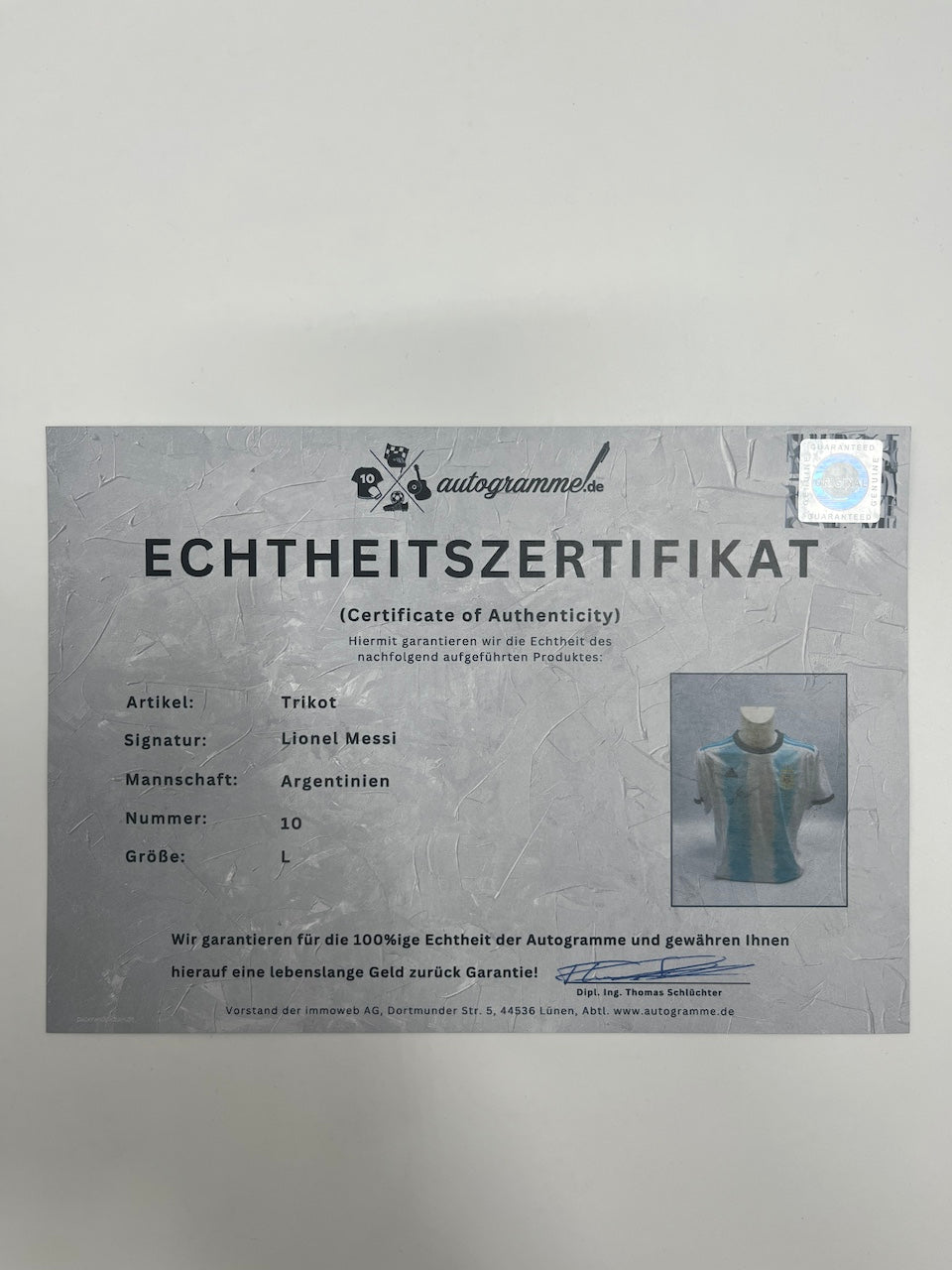 Argentinien Trikot Lionel Messi signiert Autogramm Adidas COA L