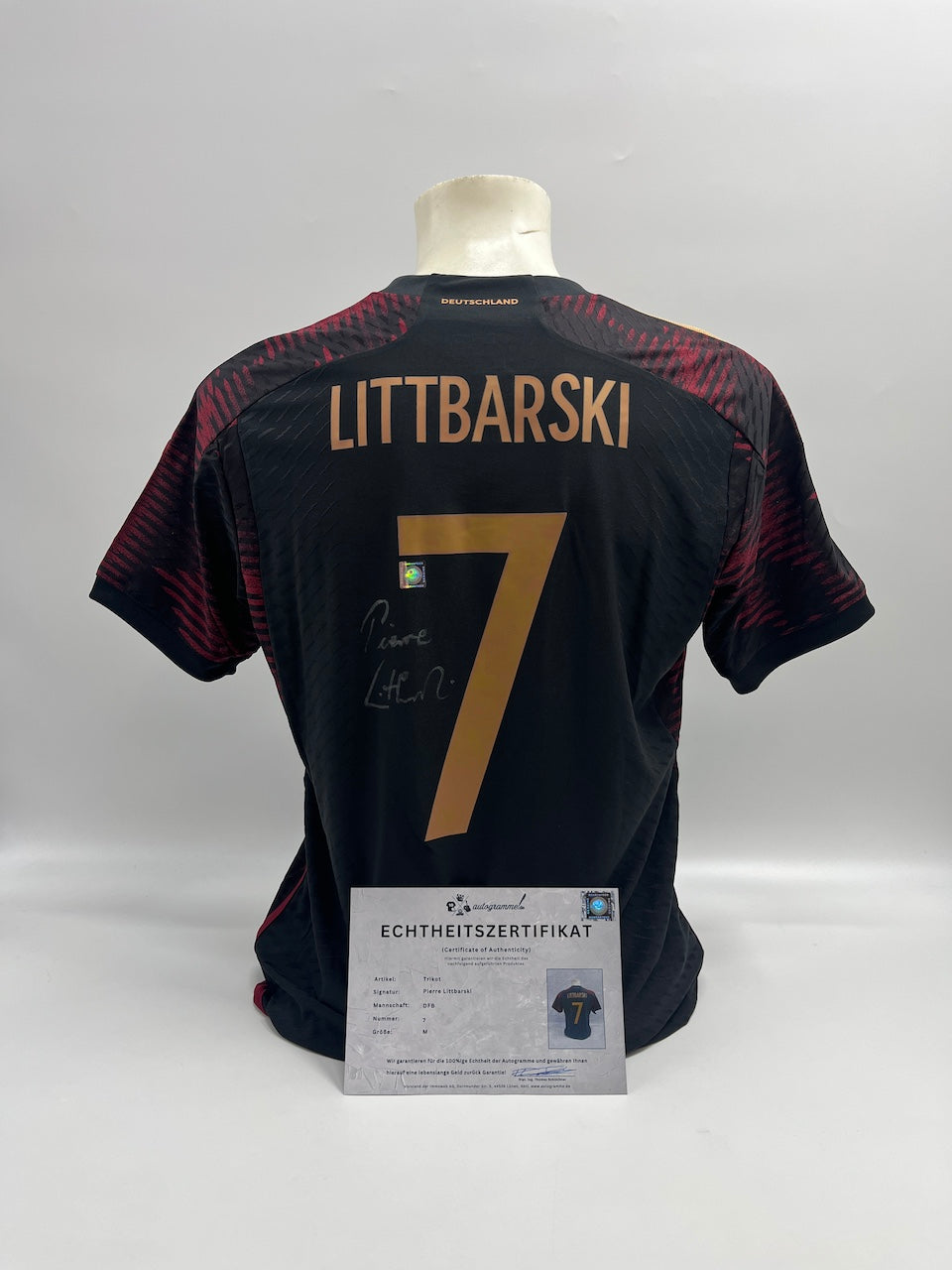 DFB Trikot Pierre Littbarski signiert Adidas COA Deutschland Autogramm M