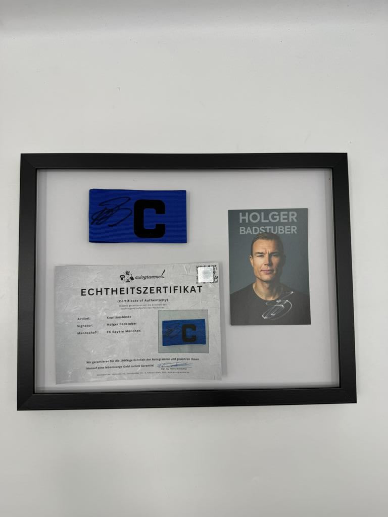 Kapitänsbinde Holger Badstuber signiert im Rahmen Bayern München Fußball COA