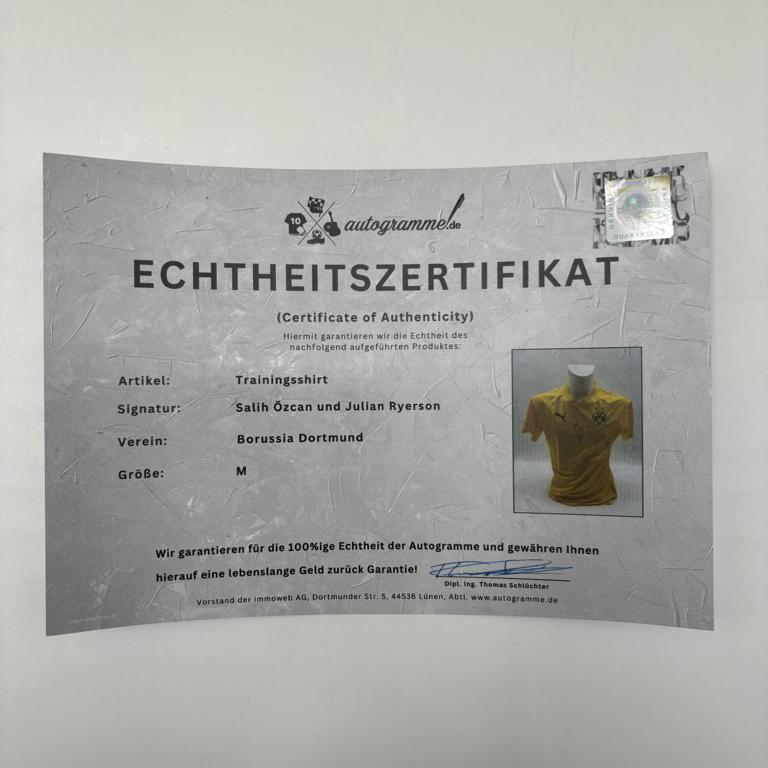Borussia Dortmund Trainingsshirt Salih Özcan und Julian Reyerson signiert Puma COA Autogramm M