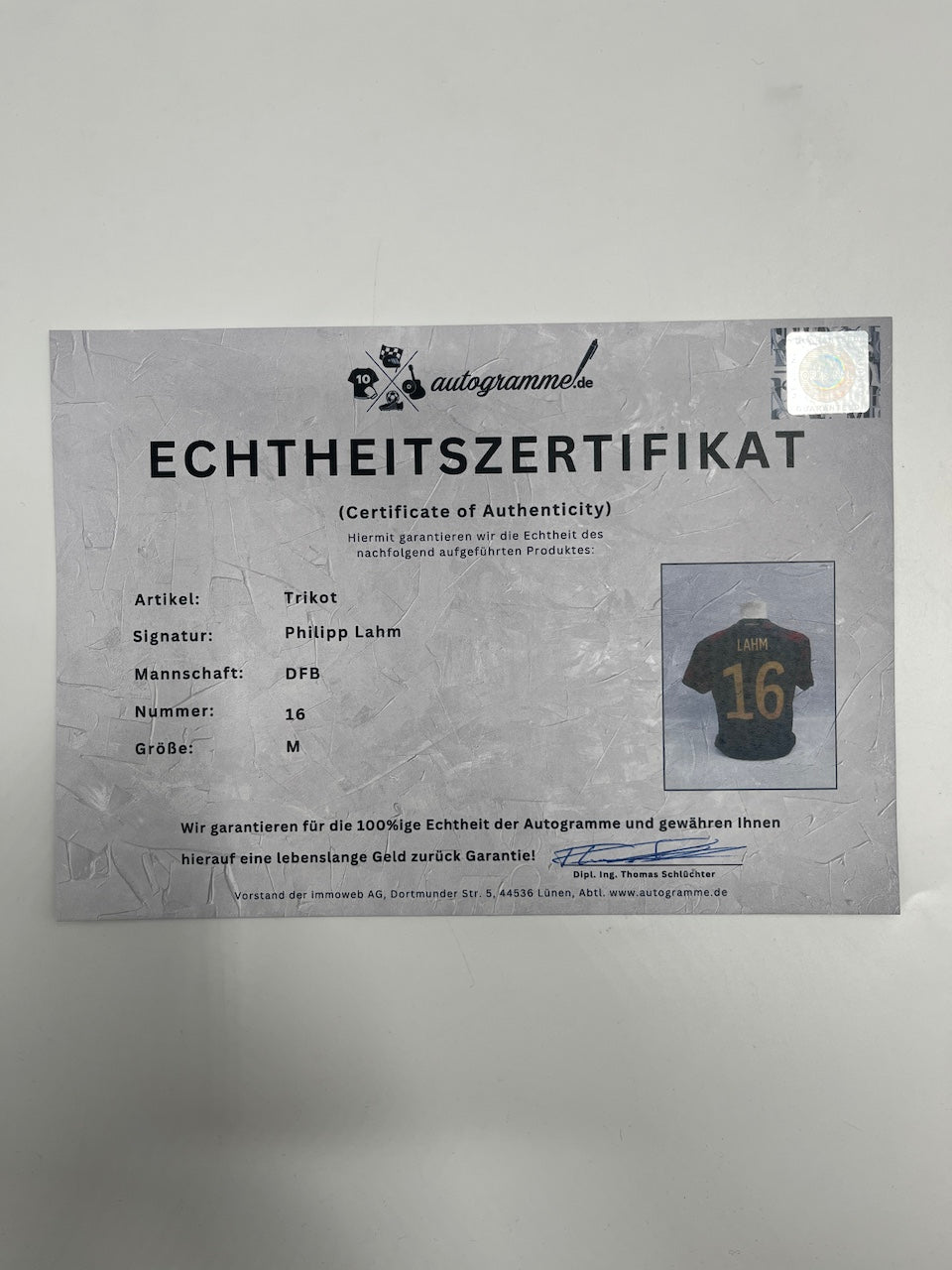 DFB Trikot Philipp Lahm signiert Adidas COA Deutschland Autogramm M