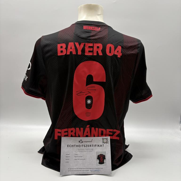 Bayer Leverkusen Trikot Equi Fernandez signiert New Balance COA Autogramm L