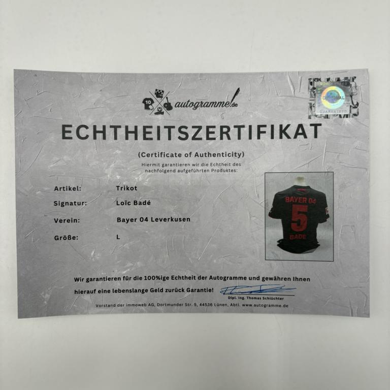 Bayer Leverkusen Trikot Loic Bade signiert New Balance COA Autogramm L
