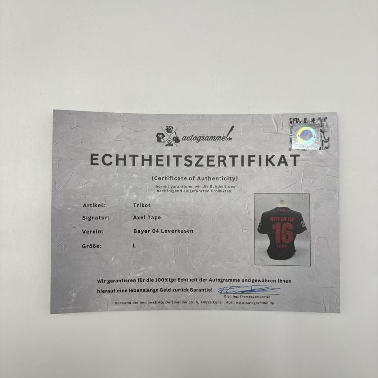 Bayer Leverkusen Trikot Axel Tape signiert New Balance COA Autogramm L