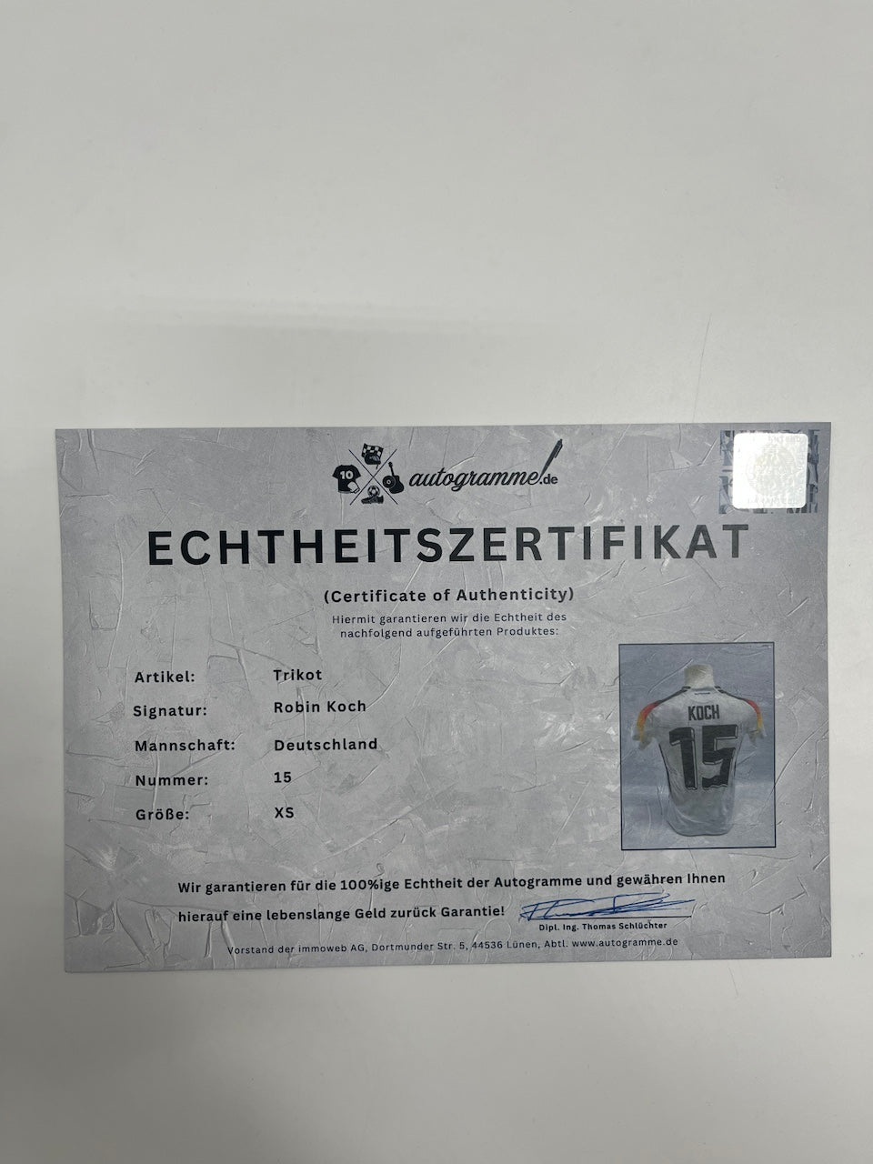 DFB Trikot Robin Koch signiert Adidas COA Deutschland Autogramm XS