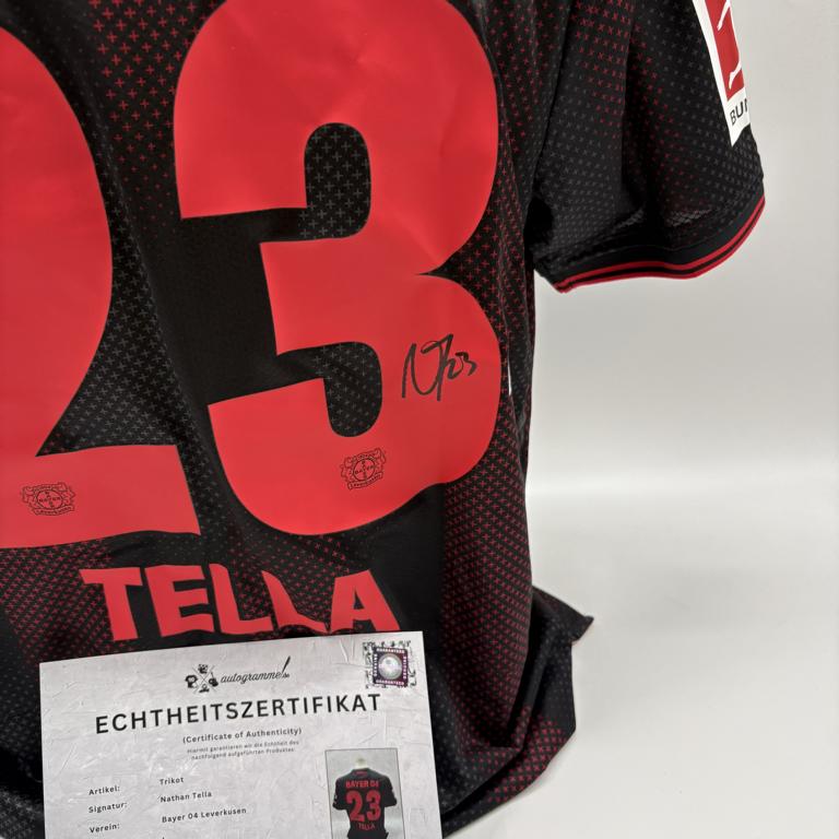 Bayer Leverkusen Trikot Nathan Tella signiert New Balance COA Autogramm L