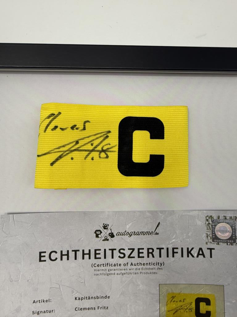 Kapitänsbinde Clemens Fritz signiert im Rahmen Werder Bremen COA Fußball