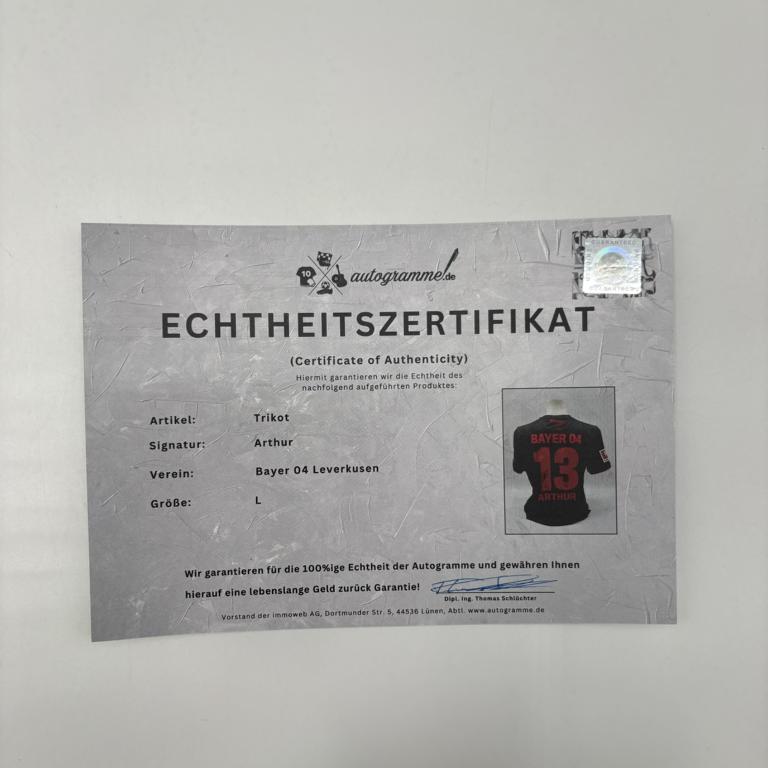 Bayer Leverkusen Trikot Arthur signiert New Balance COA Autogramm L