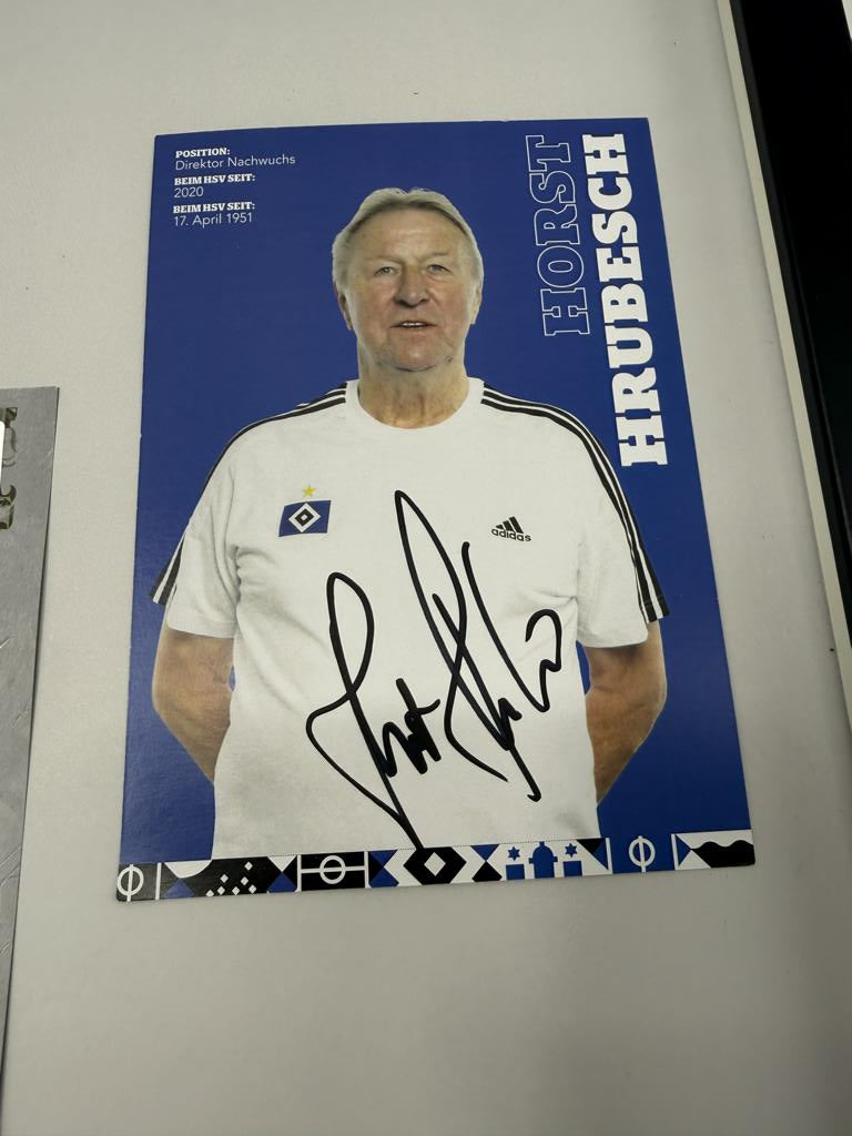 Kapitänsbinde Horst Hrubesch signiert im Rahmen Hamburger SV Autogramm COA