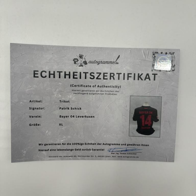 Bayer Leverkusen Trikot Patrik Schick signiert New Balance COA Autogramm XL