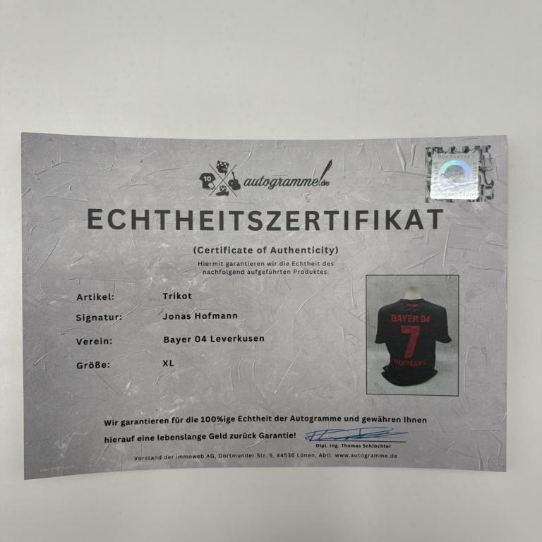 Bayer Leverkusen Trikot Jonas Hofmann signiert New Balance COA Autogramm L