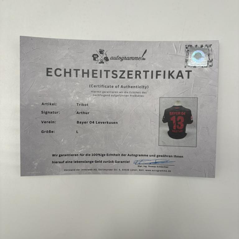 Bayer Leverkusen Trikot Arthur signiert New Balance COA Autogramm L