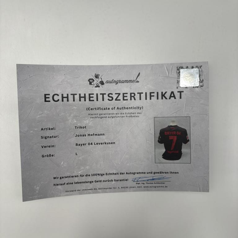 Bayer Leverkusen Trikot Jonas Hofmann signiert New Balance COA Autogramm L
