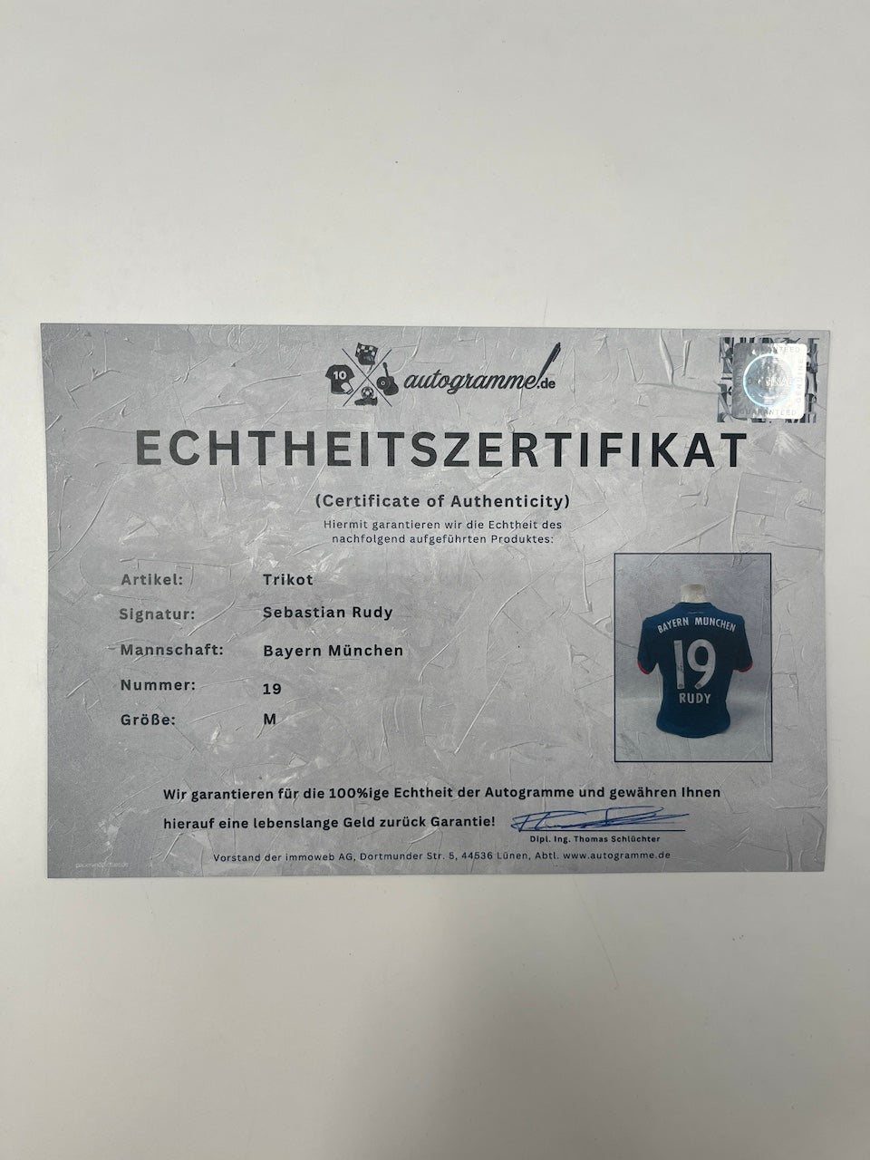 Bayern Munich jersey signed by Sebastian Rudy, Adidas M