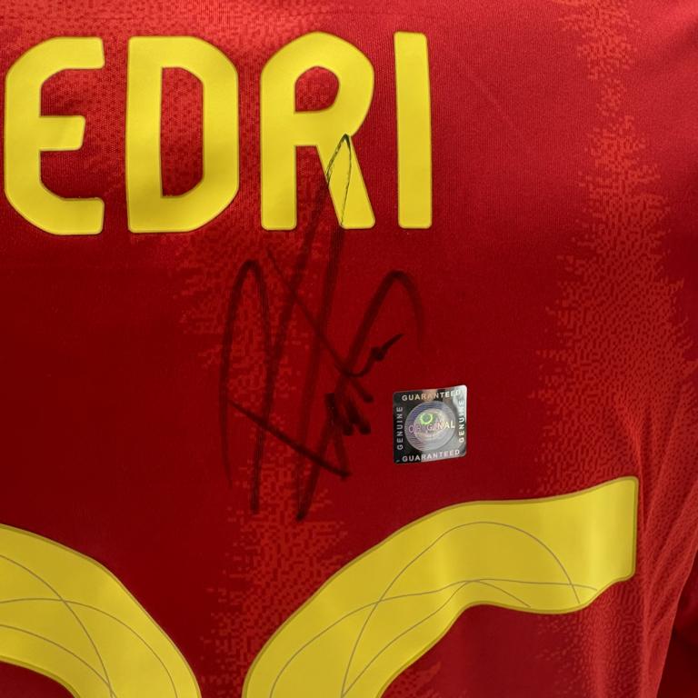Spanien Trikot langarm Pedri signiert Adidas COA Autogramm M