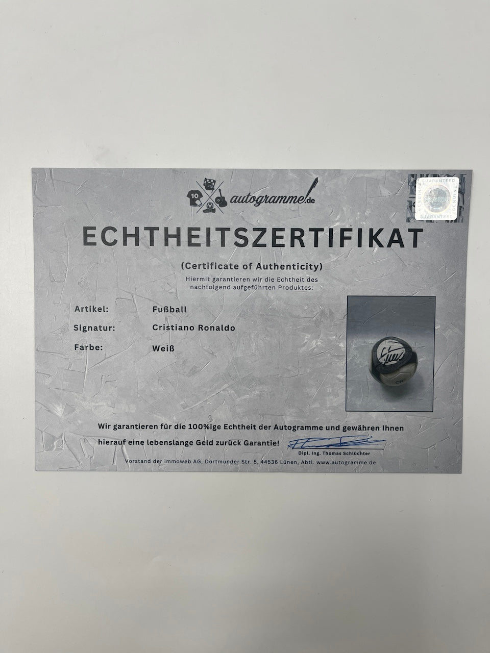 Football Cristiano Ronaldo signed Portugal Football Real Madrid Autograph CR7