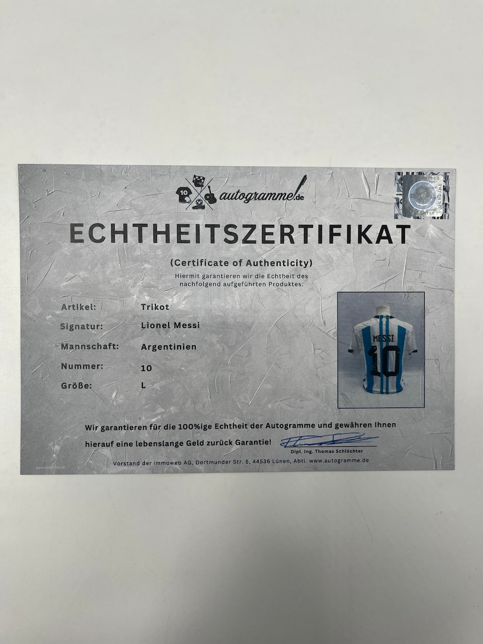 Argentinien Trikot Lionel Messi signiert Autogramm Adidas COA Neu L