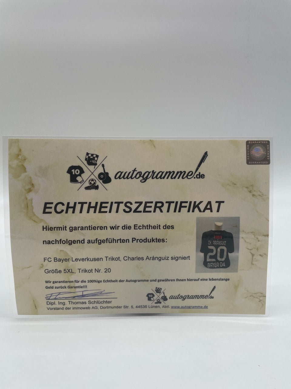 Bayer Leverkusen jersey Charles Aranguiz signed autograph bundesliga new 5xl