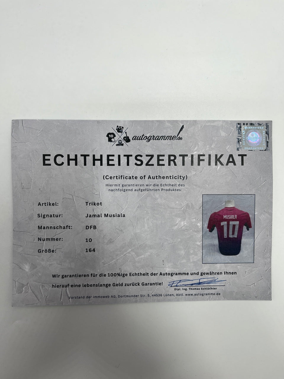 DFB Trikot Jamal Musiala signiert Adidas COA Deutschland Autogramm 152