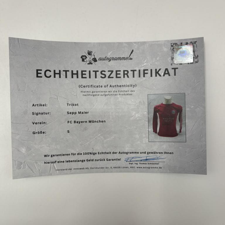 Bayern München Trikot Sepp Maier signiert FCB Autogramm COA S