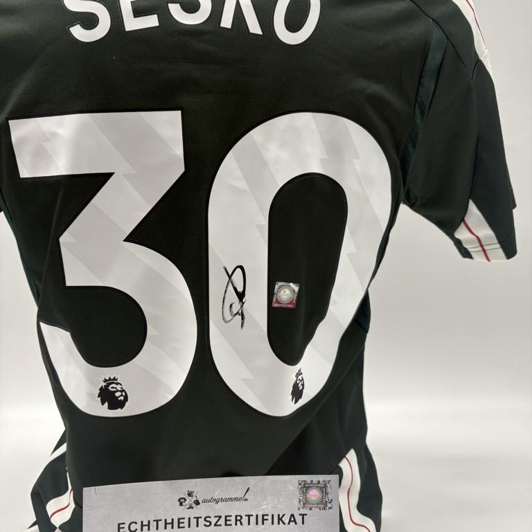 Manchester United Trikot Benjamin Sesko signiert Autogramm Adidas COA S