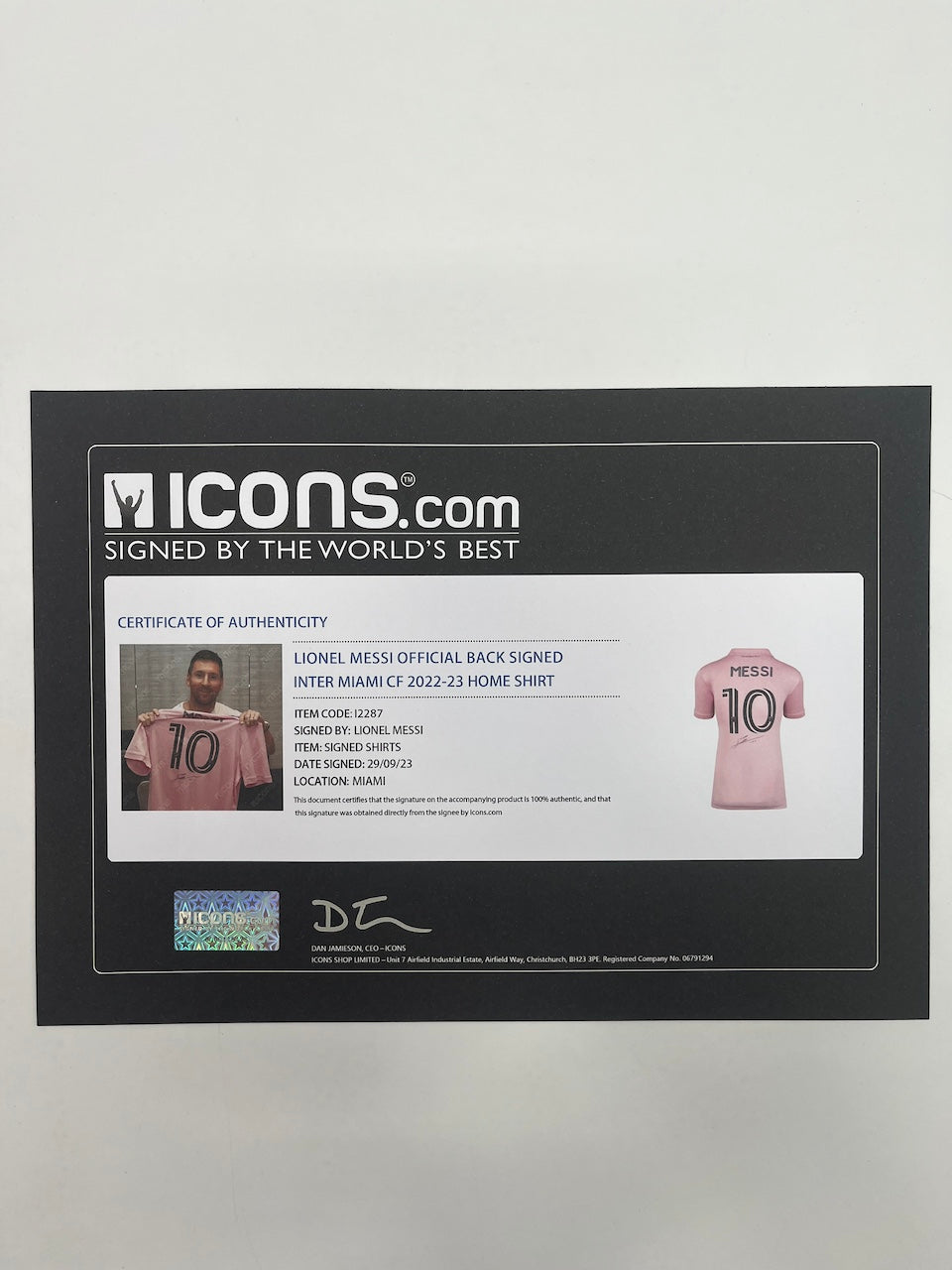 Inter Miami jersey signed by Lionel Messi, autographed Adidas COA L