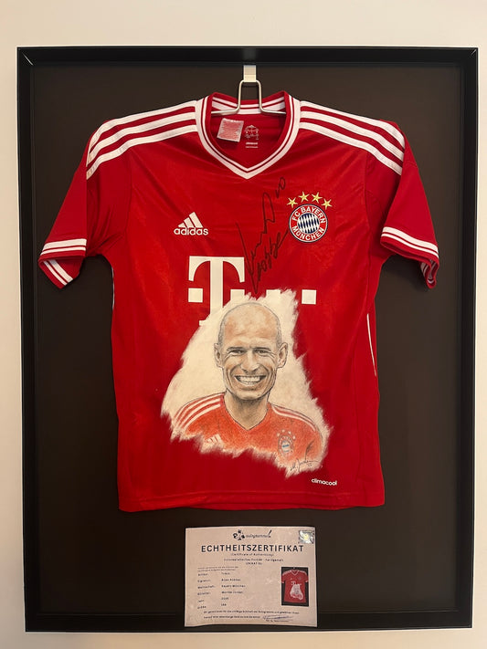 Bayern München Trikot Portrait Arjen Robben handgemalt und signiert 164