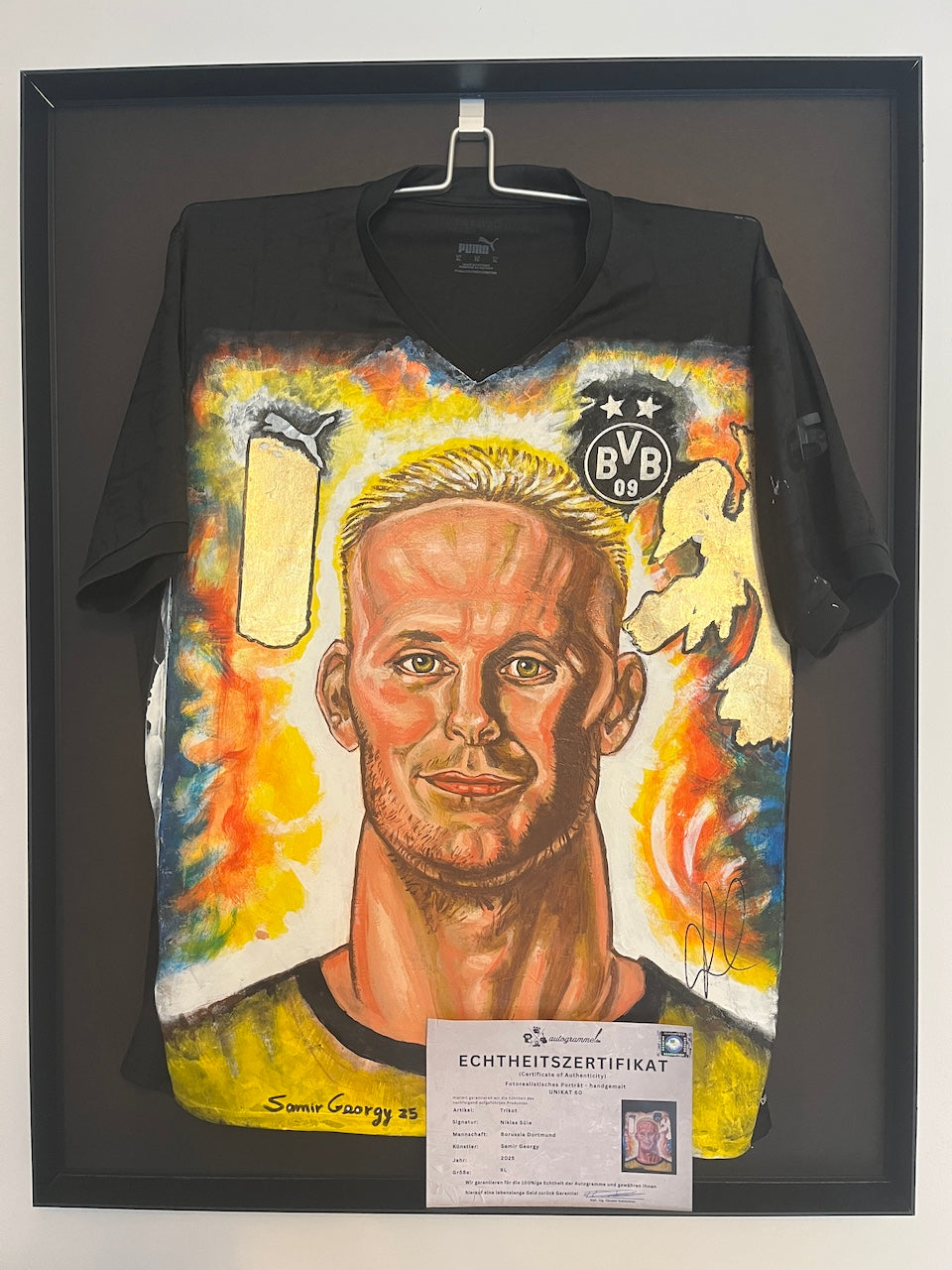 Borussia Dortmund jersey portrait of Niklas Süle, hand-painted and signed by BVB