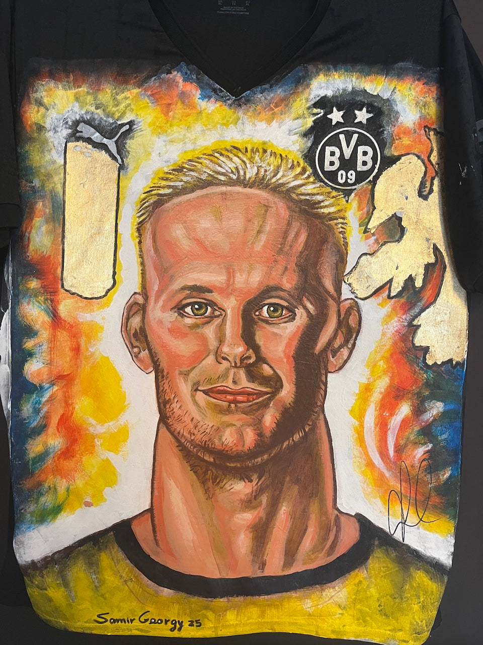 Borussia Dortmund Trikot Portrait Niklas Süle handgemalt und signiert BVB