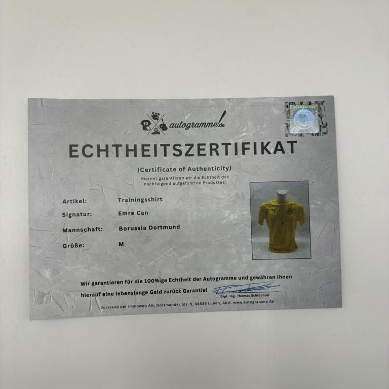 Borussia Dortmund Trainingsshirt Emre Can signiert Puma COA Autogramm M