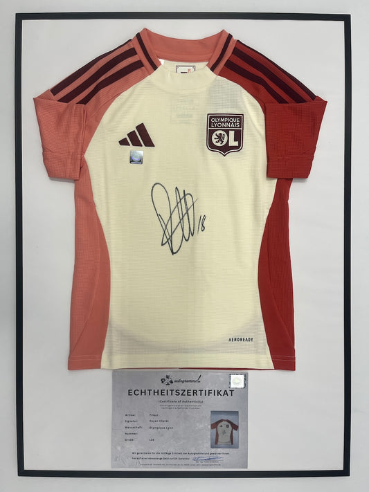 Olympique Lyon Trikot Rayan Cherki signiert im Rahmen Adidas COA 128