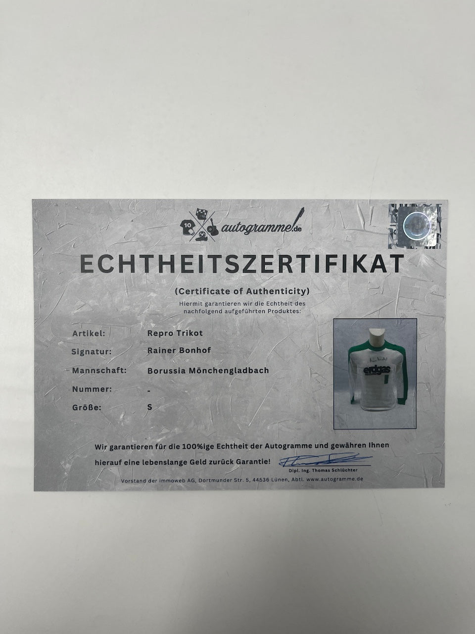 Repro Borussia Mönchengladbach Trikot Rainer Bonhof signiert Autogramm S