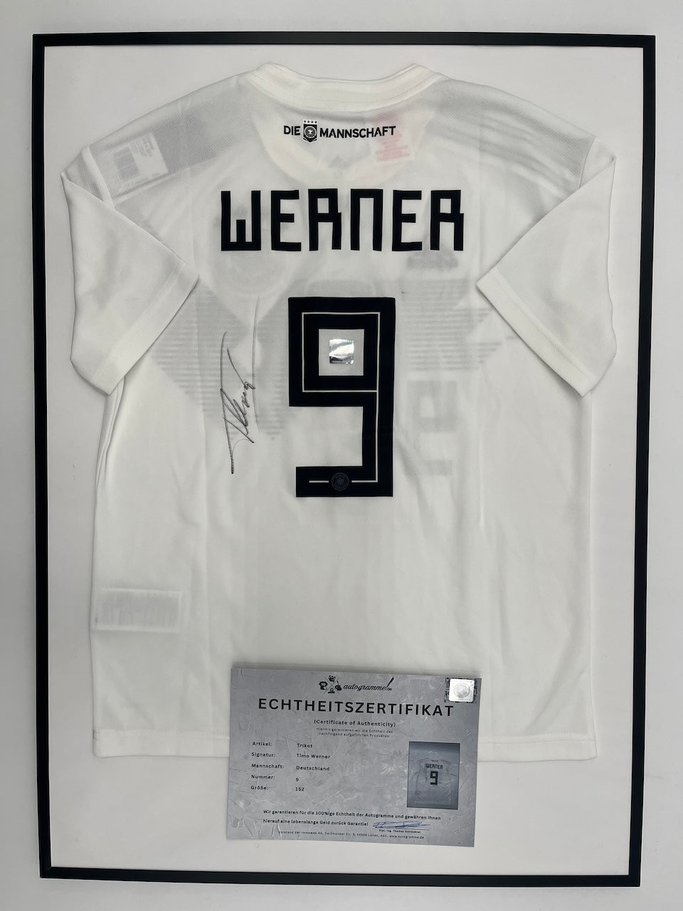 Deutschland Trikot Timo Werner signiert im Rahmen Adidas COA 152