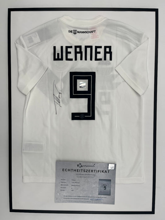 Deutschland Trikot Timo Werner signiert im Rahmen Adidas COA 152