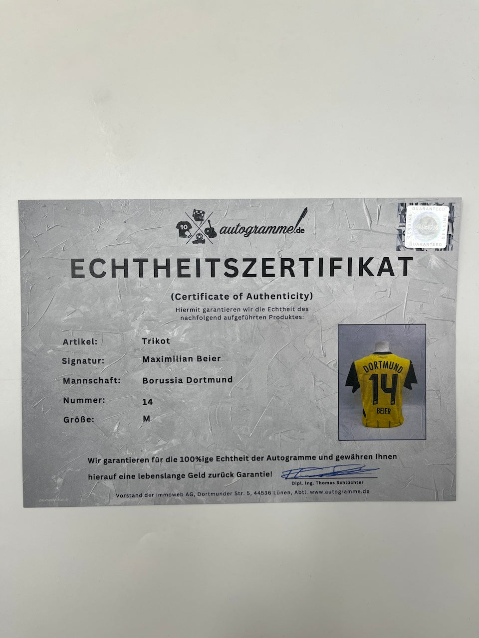 Borussia Dortmund Authentic Jersey Maximilian Beier signed BVB Puma new M