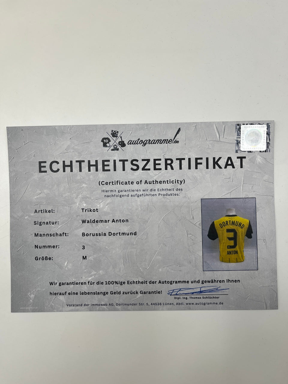 Borussia Dortmund Authentic Jersey Waldemar Anton signed BVB Puma M