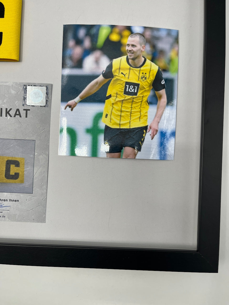 Captain's armband signed by Waldemar Anton in a new Borussia Dortmund COA (Certificate of Appointment)