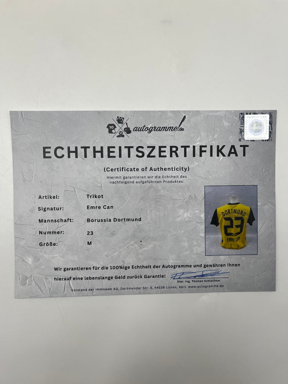 Borussia Dortmund Authentic Jersey Emre Can Signed BVB Puma M