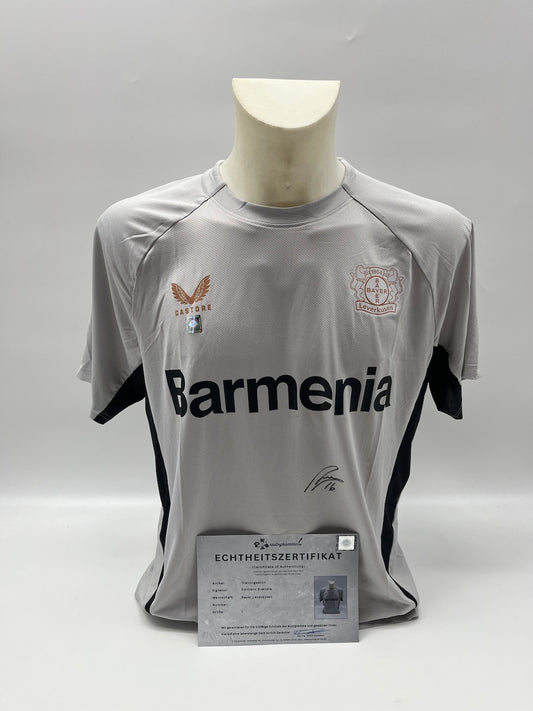 Bayer Leverkusen Trainingsshirt Emiliano Buendia signiert Castore L