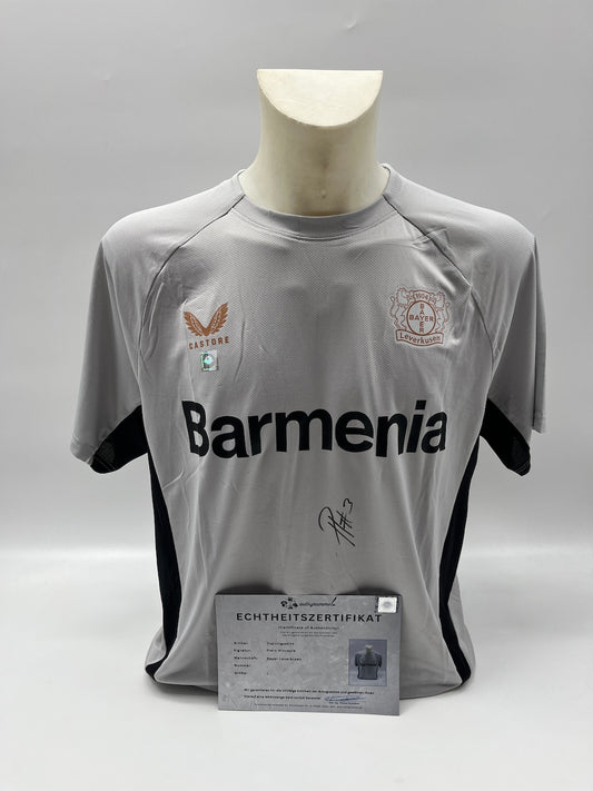 Bayer Leverkusen Trainingsshirt Piero Hincapie signiert Castore L