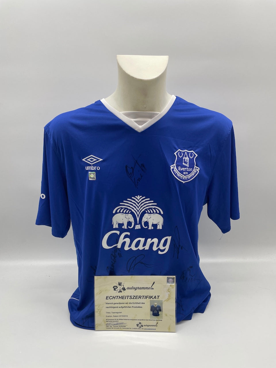 FC Everton Trikot 2015/2016 team signed England Autogram Umbro XL