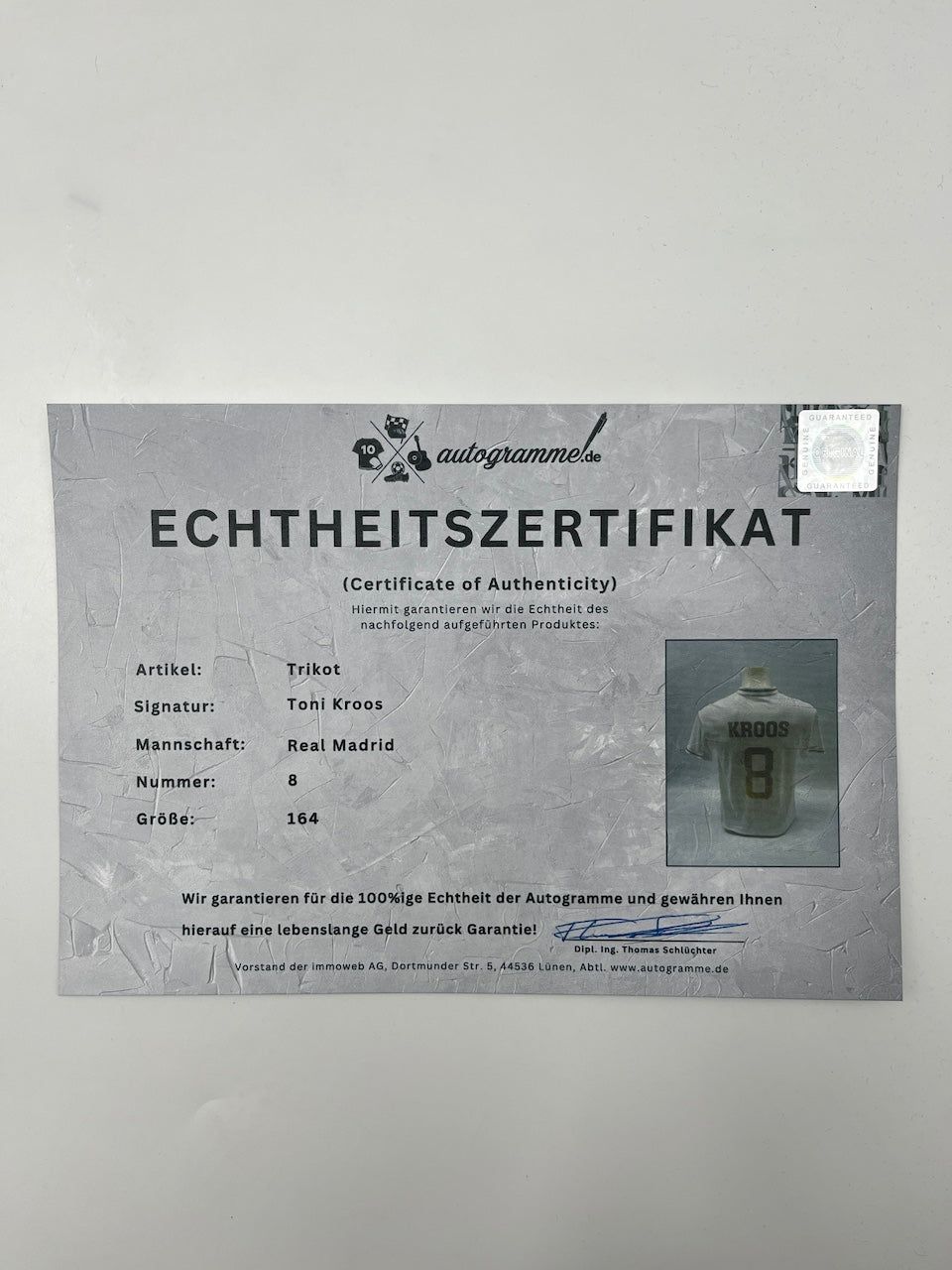 Real Madrid jersey Toni Kroos signed autograph Adidas COA 164
