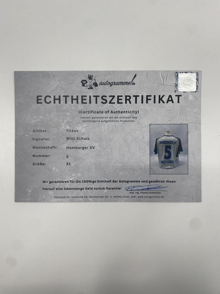 Hamburger Sportverein Willi Schulz signiert HSV Autogramme Adidas XL