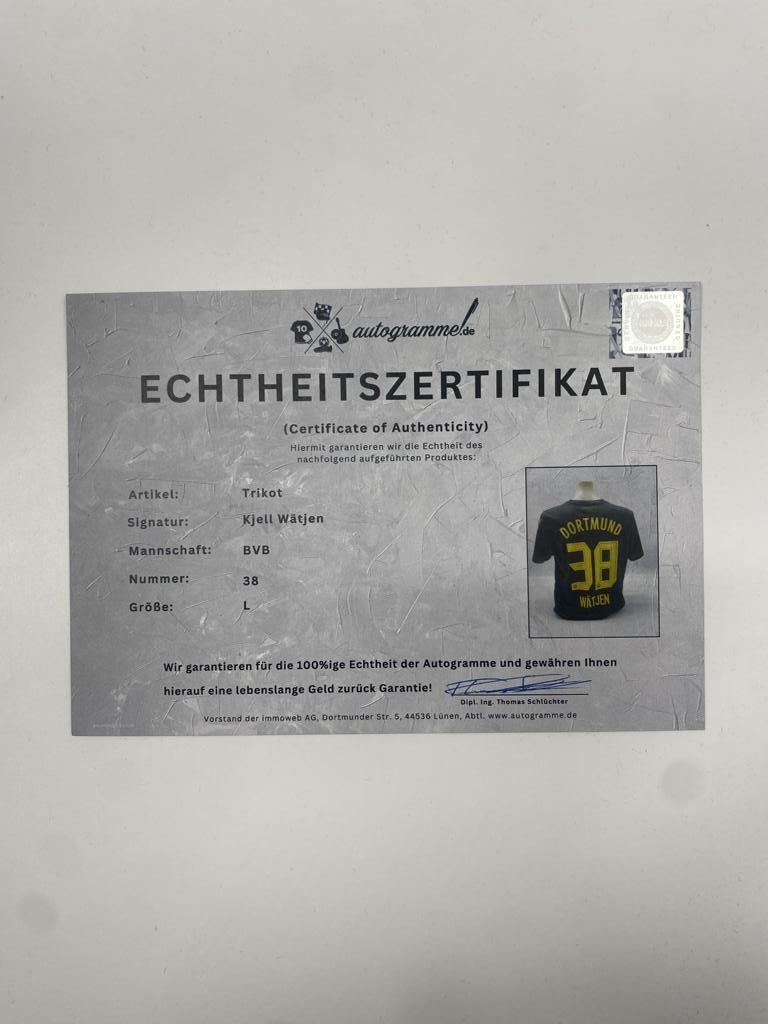 Borussia Dortmund jersey signed by Kjell Wätjen, BVB new, Puma signed, size L