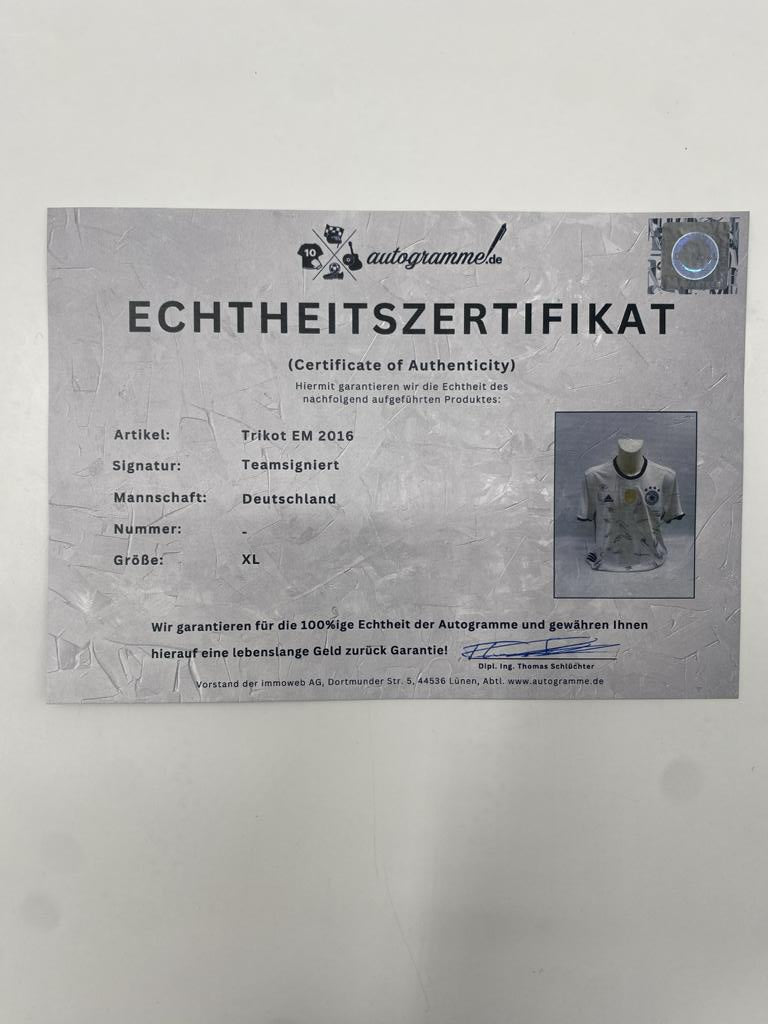 Germany Jersey Euro 2016 Team Signed DFB Adidas XL