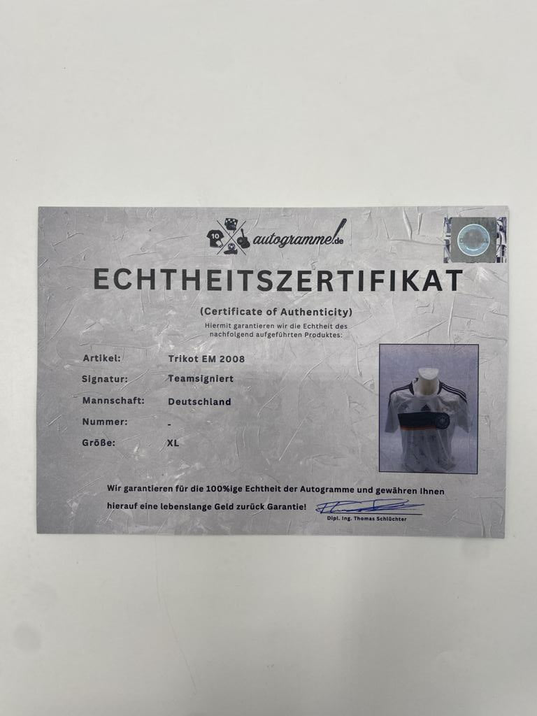 Deutschland Trikot EM 2008 Teamsigniert DFB Adidas XL
